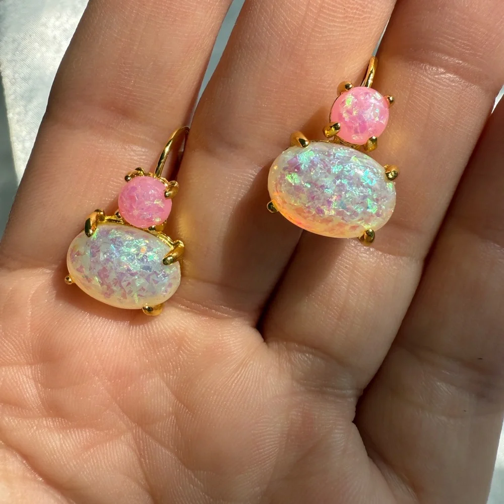 Anthropologe hoop Pink Earrings glitter - Picture 5 of 5